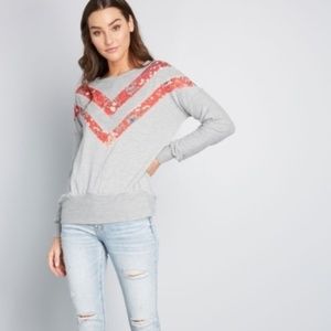 Modcloth Plus Size Inset Appeal Floral Knit Top